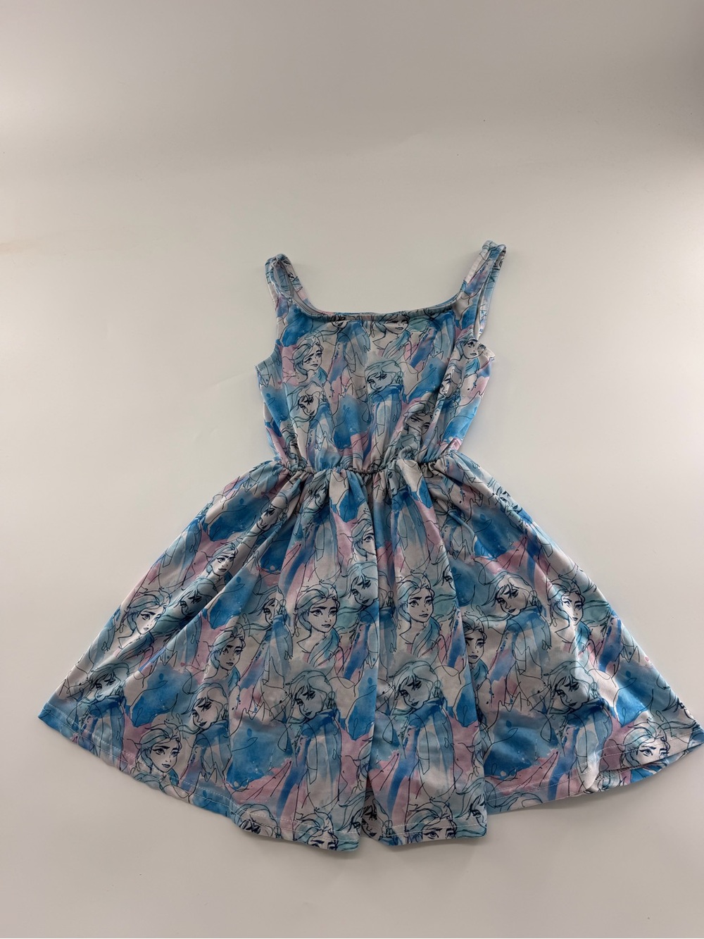 Disney Parks Frozen Elsa All Over Print Dress Sleeveless Fit and Flare Blue
